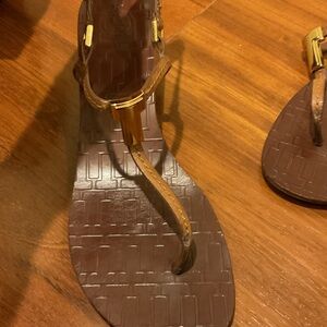 Tory Burch Brown Sandals with Gold Details